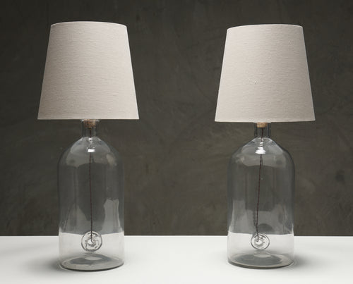 PAIR OF ENGLISH GLASS JAR TABLE LAMPS c1900